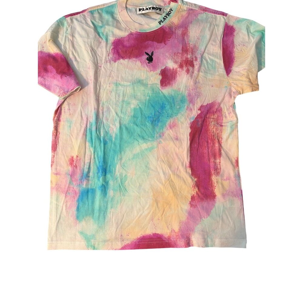 Playboy By Pacsun Pac Sun Tie Dye T Shirt Embroidered Cotton Size M NWT